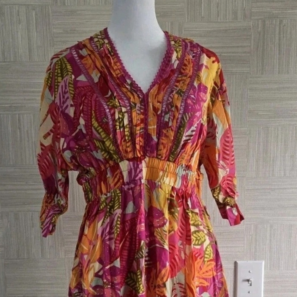 Bohera Italian Tropical Floral Maxi Dress Small NWT